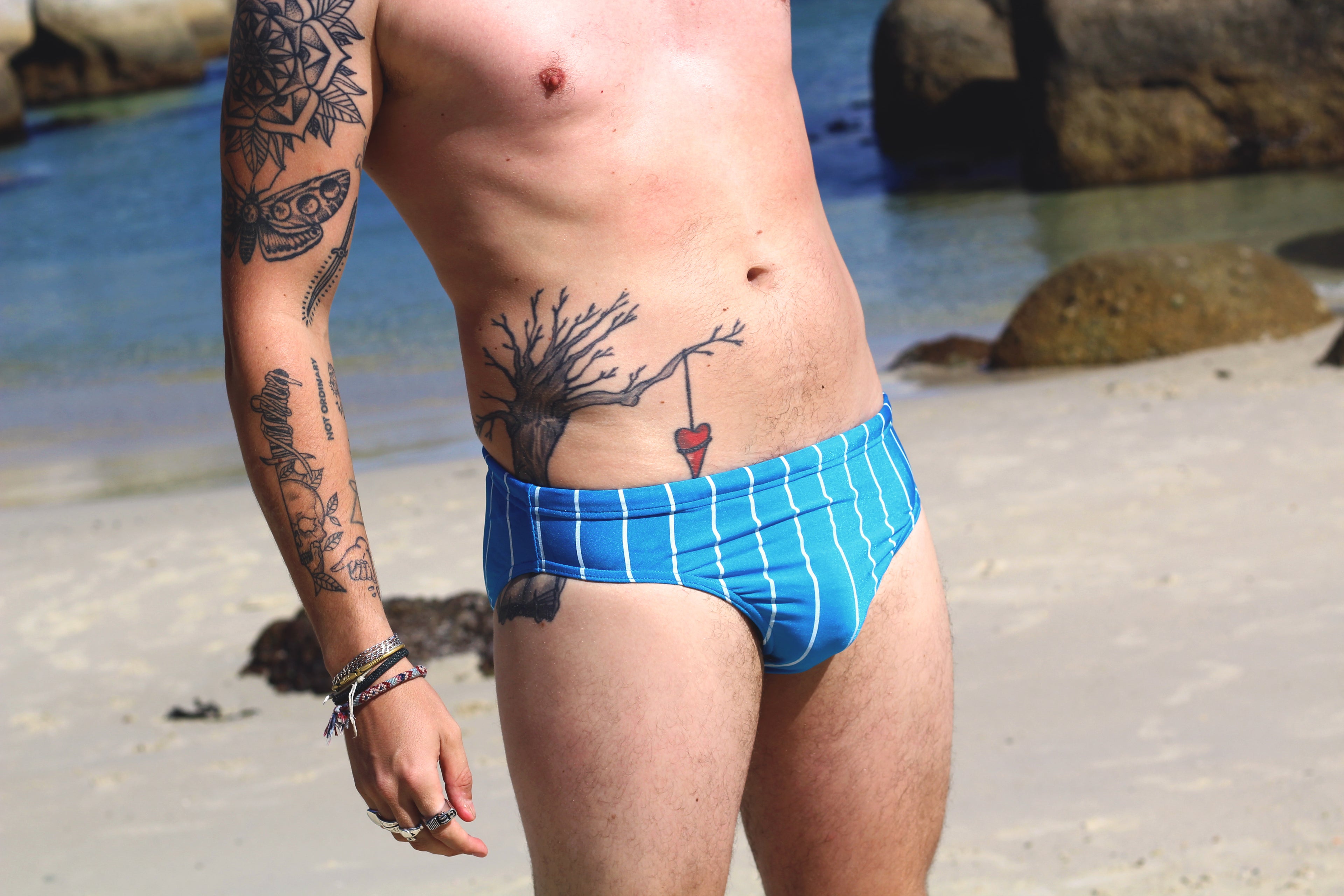 031 Men' s Striped Swimming Brief - End of range clearance