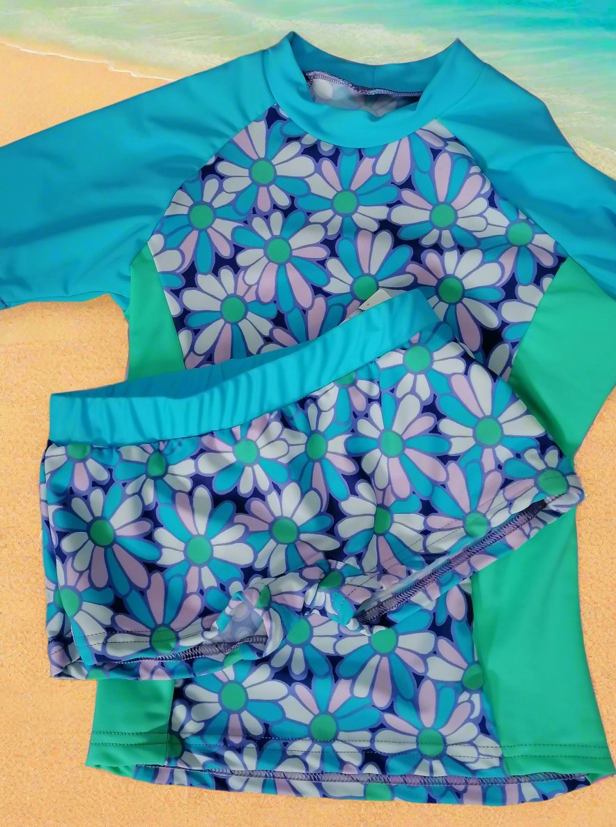 783PR SET - Rash Vest & shorts Daisy Print
